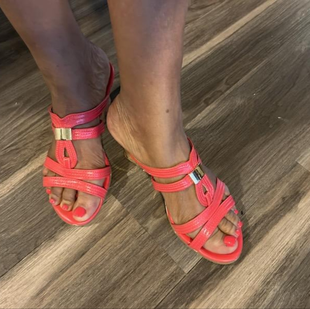Orange/Gold Wedges-Well Worn-Strappy Sandal